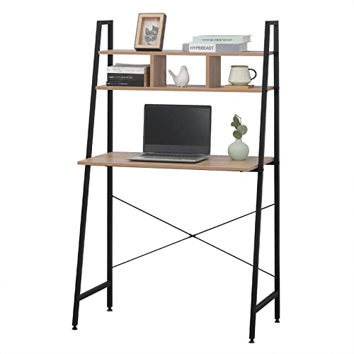 WOLTU TSB05hei – Escritorio para ordenador de mesa, madera y acero, aproximadamente 84 x 46 x 140 cm, 12 kg