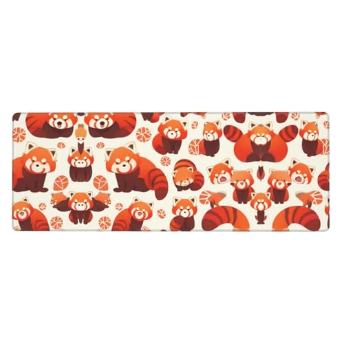 Tapis de souris panda rouge 80 x 30 cm tapis de bureau caoutchouc jeux vidéo