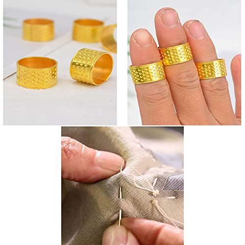 Utoolmart 5pcs Sewing Thimble, Metal Copper Sewing Thimble Finger Protector Finger Shield Ring Fingertip Thimble Sewing Quilting Craft Accessories DIY Sewing Tools