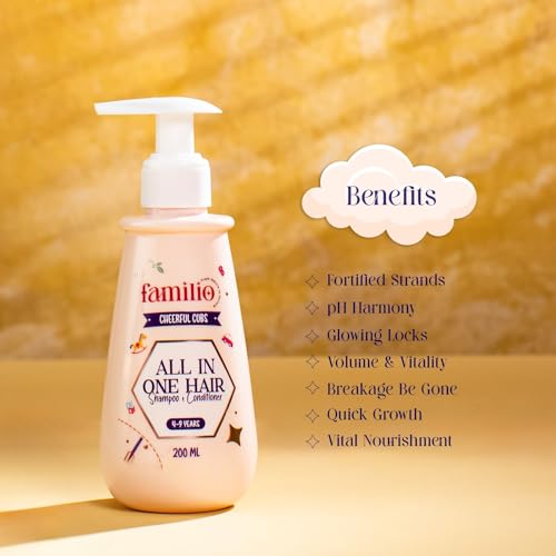 Image of Familio India All in Shampoo & Conditioner for Kids | Natural and Non Toxic | Tear-Free Formula | Natural Hydration for Baby | Rice Protein | Cruelty-free | Derma Tested | 200 ml