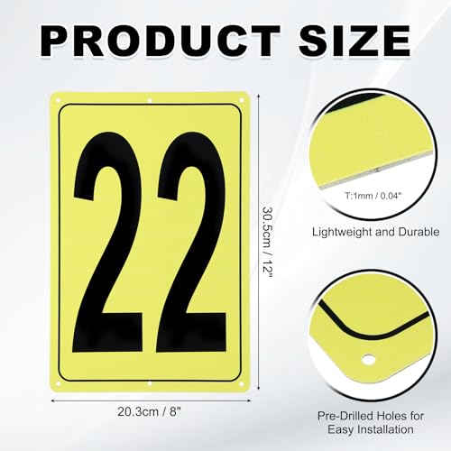 Placa de aluminio número 22 PATIKIL rectangular de 12x8 pulgadas color amarillo 2
