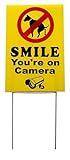 VINBOX NO DOG POOP - SMILE YOU'RE ON CAMERA 8'',X12'', Plastic Coroplast Sign with Stake y