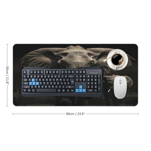 Elephant Black Desk Mat Mouse Pad Grande Antideslizante miniatura 2