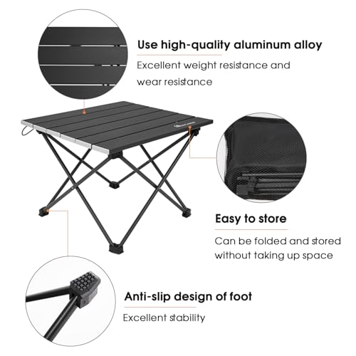 MOON LENCE Lightweight Folding Camping Table - Compact & Portable with Carry Bag for Outdoor Cooking, Picnics, and Travel (Black - S) - Image 6