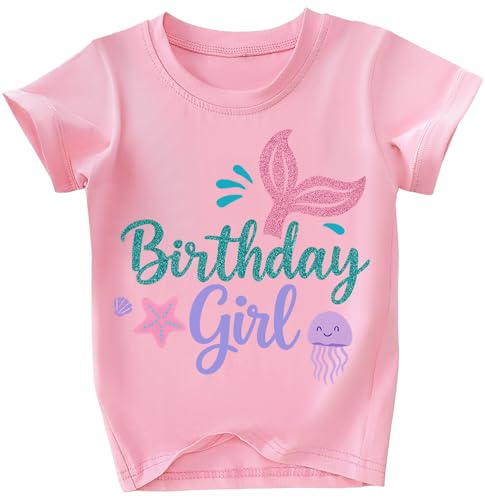 IDOPARAS Mermaid Birthday Girl Shirt 8t 9t Kid Girls Birthday Tees Outfits Party Gift 8 9 Years Old
