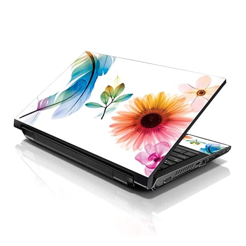 Image of LSS 15 15.6 Inche Laptop Notebook Skin Sticker with 2 Wrist Pads - Reusable Cover Protector Vinyl Sticker Cover Decal Fits 13 inch - 16 inch HP Asus Acer Samsung - Daisy Flower Leaves Floral
