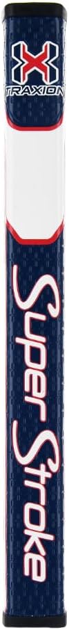 SuperStroke Traxion Pistol GT 1.0 Golf Putter Grip, Advanced Surface Texture that Improves Feedback and Tackiness, Minimize Grip Pressure with a Unique Parallel Design, Red/White/Blue