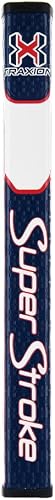 SuperStroke Traxion Pistol GT 1.0 Putter Grip | Improves Feedback and Tack, Enhances Feel and Comfort, No-Taper Technology, 10.50” in Length, Weighs 83g| White/Grey/Red (71200)