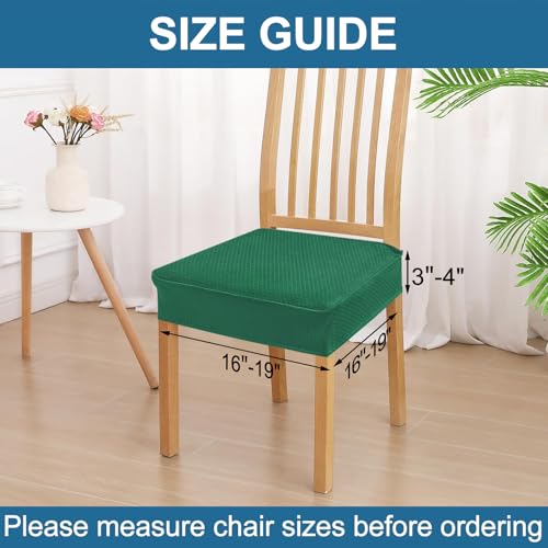 Image of Smiry Waterproof Seat Covers for Dining Room Chairs, No Rear Covers | Stretch Jacquard Removable Washable Chair Seat Slipcovers Protector, Set of 2, Chritsmas Green