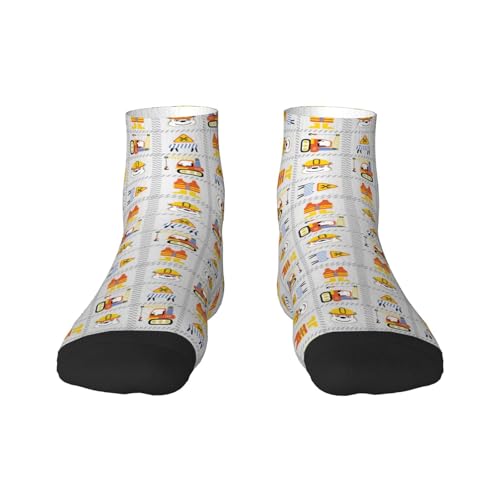 Kuilepa Bauausrüstung, Arbeiter-Druck, für Herren und Damen, bunte Kleidersocken – lustig gemustert, flippige Crew-Socken für Herren, 1 Schwarz, Einheitsgröße