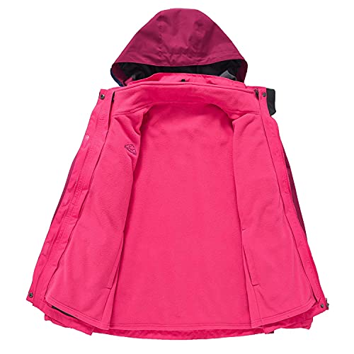 [Gopune] レディース 3in1コート アウター アウトドア ジャケット 裏フリース マウンテンパーカー 登山服 スキー 春秋冬 取り外し可能 ローズレッド 2XL 3枚目