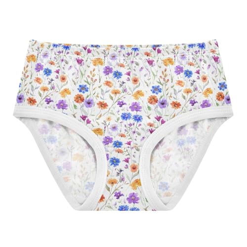 Joisal Pattern Toddler Underwear Floral 2t Cotton Cute Panties Girl Watercolor Wildflowers Colorful Kids Briefs Undies