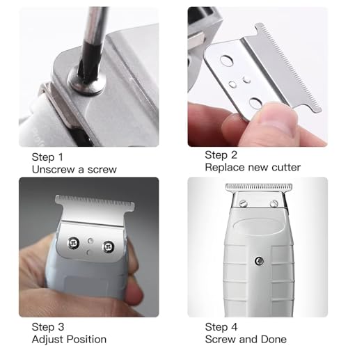 2-Pack T Blade for Andis T Outliner Trimmer, Andis GTX Trimmer, Replacement Blade Compatible for Andis #04710, 04521 - Silver