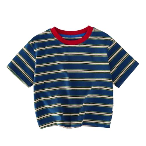UHBYGV Boys Striped Shirts Short Sleeve Crew Neck Cotton T-Shirts Comfy Cute Tshirts Tees Clothes Summer Tops 2-14 Years