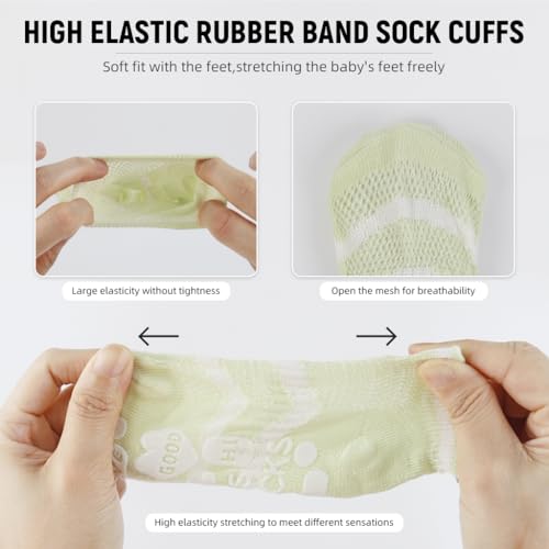 Image of SNOWIE SOFT 5 Pairs Baby Socks Set, Antislip Socks for New Born Baby 0-3 Years, Non Slip Grip Ankle Socks with Non Skid Soles for Infants Baby Shower Gifts