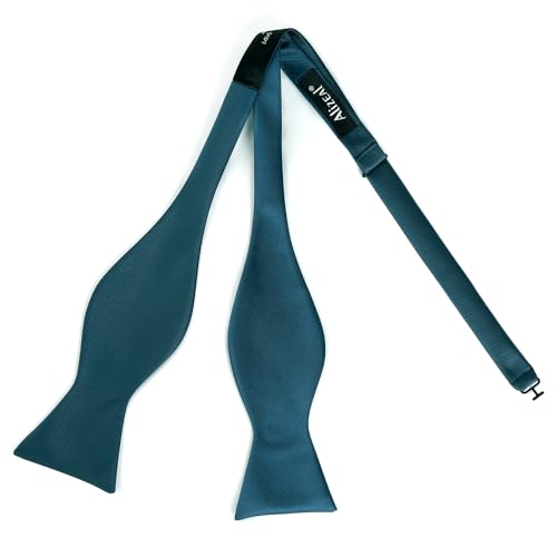 Image of Alizeal Mens 2pcs Solid Self-tied Bow Tie Set | Alizeal Mens 2pcs Self-tied Solid /Animal Bow Tie and Pocket Square Set Perfect for Wedding Business Formal Events