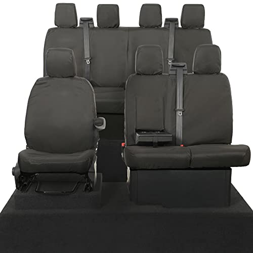 UK Custom Covers SC120B-SC180B Tailored Heavy Duty Waterproof Front & Rear seat Covers Black - To Fit Ford Transit Double Chasis MK8 (Inc Tipper) 2014 Onwards