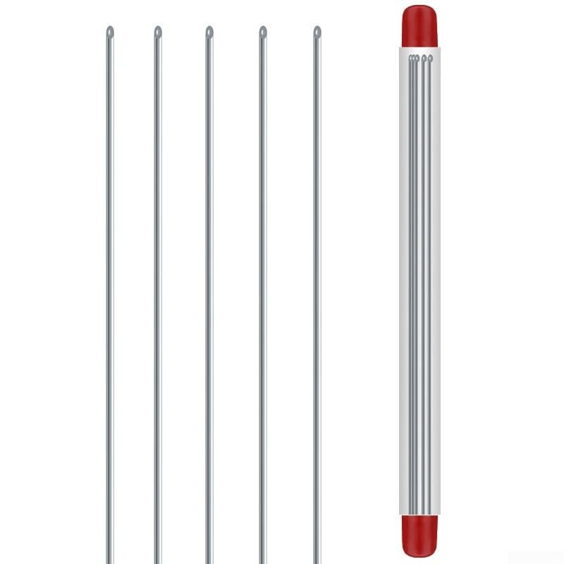 Stainless Steel Fishing Bait Needles for Worm Threading, 20cm Hollow Baiting Tool with 0.6mm Hole, Metal Hook Loader Accessory for Coarse & Sea Fishing, Red, 5 Pack