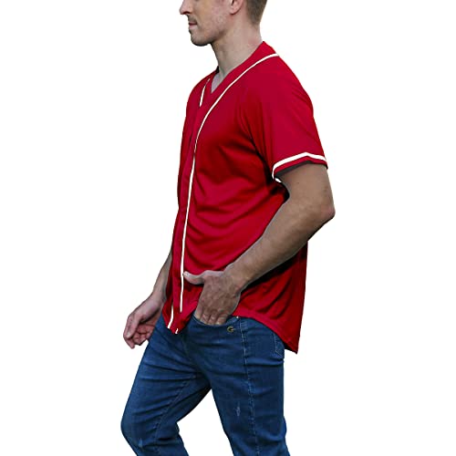 Camiseta de béisbol para hombre Mowbeat con botones, rayas, manga corta, uniforme deportivo miniatura 3