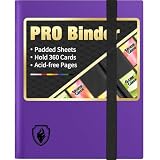 Heavy Duty Card Binder, Fabmaker 9 Pocket Trading Card Binder Holds 360 Cards, Sleek Side-Loading Card Album, Sturdy Card Collection Folder for Game Cards, Sport Cards, Purple