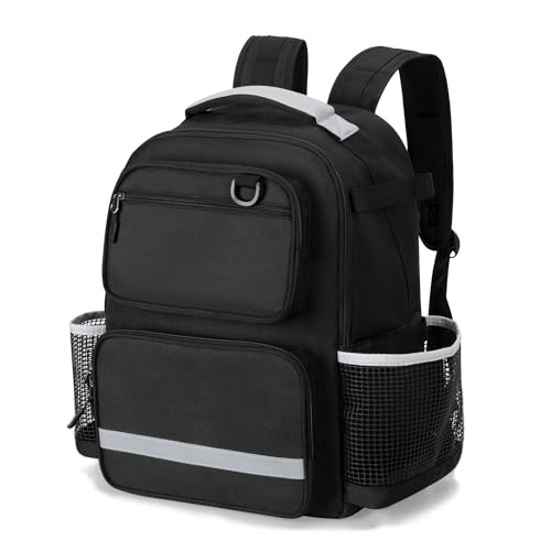 HODRANT Reinigungsrucksack mit Bodenplatte und wasserdichtem Boden, große Reinigungstasche mit mehreren Taschen für Haushaltsutensilien, Reinigungstasche für Zuhause und Auto, nur Tasche