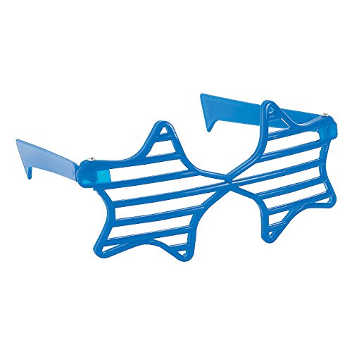 Fun Express - Star Shaped Shutter Shades Blue 1pc for Fourth of July - Apparel Accessories - Eyewear - Novelty Glasses - Fourth of July - 1 Piece