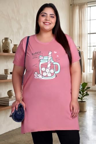 Image of In Love Women's Plus Size Printed Cotton Long-Line T-Shirt with Pocket