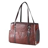 Bosnanller Fashion Dog Carrier Purse, Premium Leather Cat Carrier Bag, Airline Approved Soft Sided Pet Travel Tote Bag with Pockets Coffee