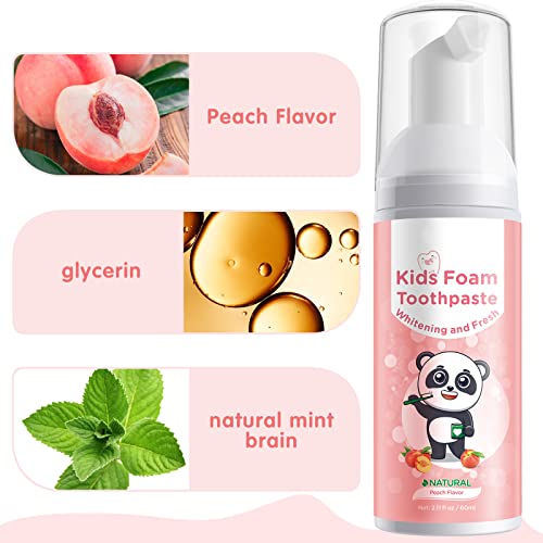 FRDUGA Kinderschaumzahnpasta, Kinderzahnpasta für U-förmige Zahnbürste, Zahnpasta mit natürlicher Formel, Mundpflegezahnpasta für Kinder (Pfirsich,2PCsx60ml) – Bild 8