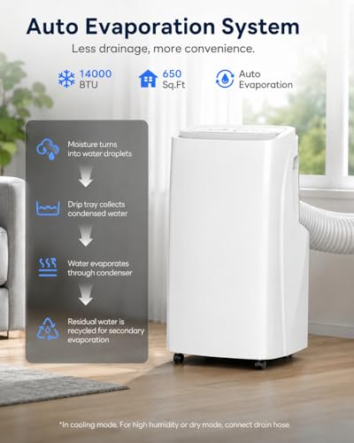 Image of Coolblus Portable Air Conditioners 14000 BTU, 4 in 1 Portable AC Unit with Cool /Dehumidify /Fan,Wi-Fi Smart Quiet AC Cool Up to 650 Sq.Ft, Remote Control, Auto Swing, White-14000BTU-WIFI