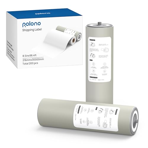 8.5 x 11 US Letter Size Thermal Printing Paper, POLONO Genuine Thermal Paper for POLONO FT800 Wireless Printer (2 Rolls, Total 200 Sheets)