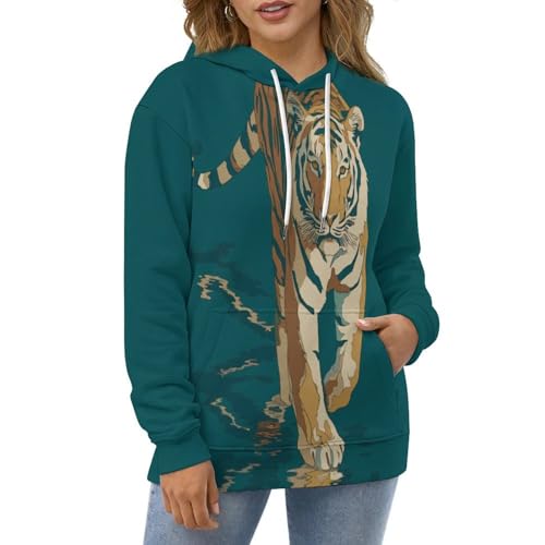 Sweat a capuche homme tigre pull col rond imprime numerique 3d - 2