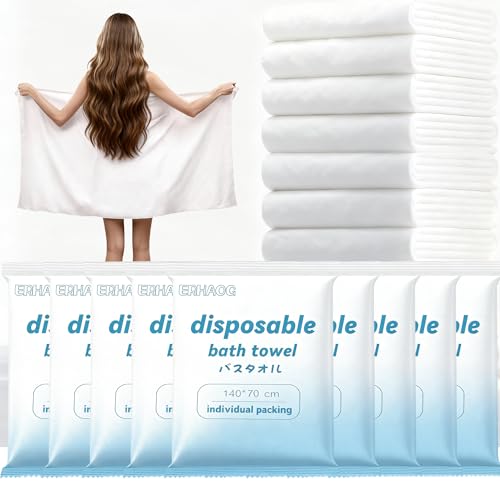 Toallas de baño desechables, 25 piezas toalla grande de viaje 55 x 28 pulg, toallitas comprimidas portátiles para playa, ducha, senderismo, natación, hotel, camping - esenciales para viajes