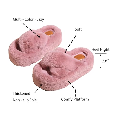 Women's Soft Plush Style Slippers - Comfy Platform, Multi - Color Fuzzy, Trendy Plush Design for Daily Furry Comfort4