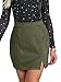 Ezcosplay Women Faux Suede Sexy Mini Skirt with Slit High Waisted Zipper Back Pencil Bodycon Short Skirts Army Green
