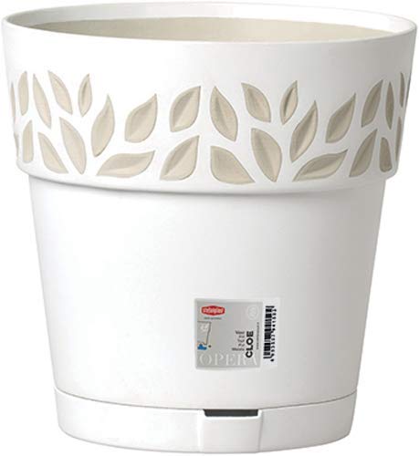 PEBSHOP Vaso con Riserva Acqua 25x25 cm Bianco