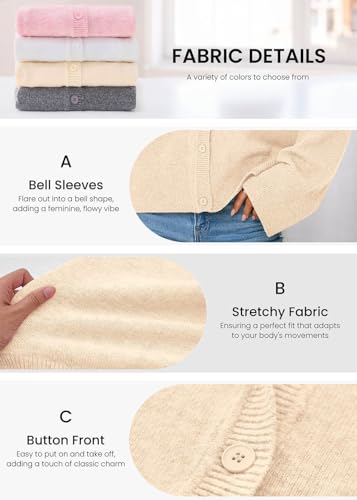 KIRUNDO Cardigan Sweaters for Women 2026 Fall Oversized Drop Shoulder Cream - image 4