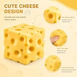 Big Cheese Squishy Toy, Jumbo Soft Sensory Cheese Block Stress Ball, Large Slow Rising Squeeze Fidget Toys for Adults , Giant Realistic Cheese Cube Novelty Gift for Relax and Focus (3.9in)