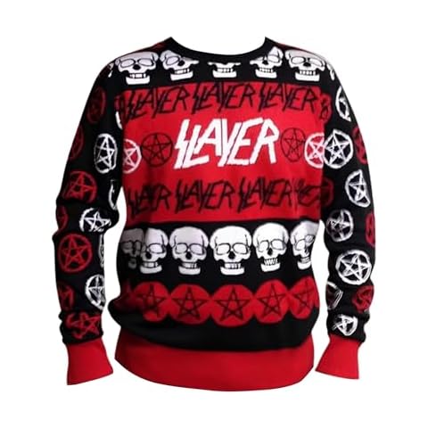 Slayer Pentagram & Skulls Adult Christmas Sweater Small Cover