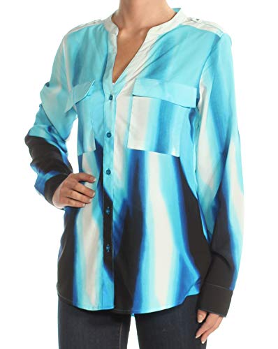 Calvin Klein Women's Printed Crew-Neck Roll-Sleeve Blouse