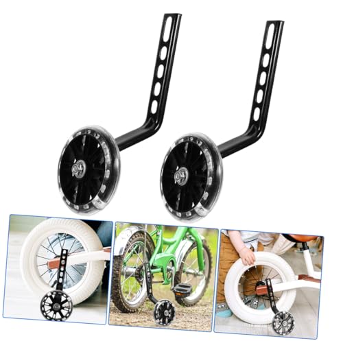 Outanaya 2 pares de ruedas de entrenamiento ajustables para bicicleta, estabilizadores auxiliar con función intermitente, negro miniatura 3