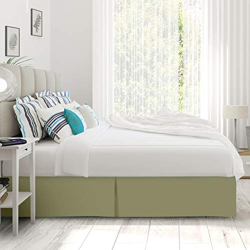 Nestl Green Bed Skirt Queen Size - Queen Bed Skirt 14 Inch Drop - Brushed Microfiber Bed Skirts - Hotel Quality Pleated Bed Skirt - Shrinkage & Fade Resistant #TOP3