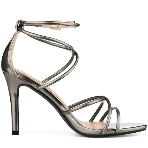 Allegra K Allegra K Women's Open Toe Strappy Straps Stiletto Heel Gunmetal Sandals 10 M US
