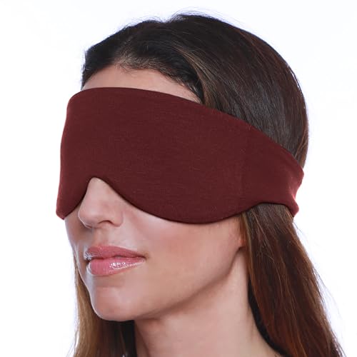Happyluxe Escape Sleep Mask - Buttery Soft Airplane Eye Mask for Sleeping or Napping in Bed. Machine Washable. - Cabernet Red, Made in USA