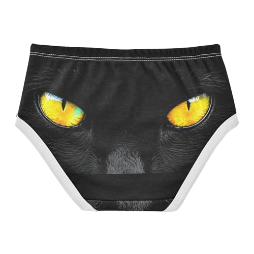 Girls Underwear Toddlers 2t Cotton Little Girl Panties Animal Briefs Girls Undies Glowing Yellow Cat Eyes Black2