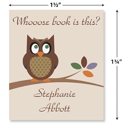 Owl Personalized Bookplates, Set Of 144, 1 ½ X 1 ¾ Inch Size, Custom Self-Adhesive Book Labels, By Colorful Images #TOP1