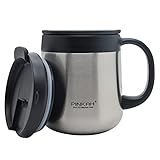 PINKAH 16OZ Stainless Steel Insulated Coffee Mug with Handle and Lid, Double Wall Vacuum Coffee Tumbler Thermal Cup with 2 Lids
