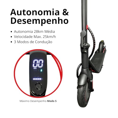 Patinete Elétrico Scooter Pro 2024, Velocidade até 30km/h, 7.500mAh, 28km Autonomia Média, Com Aplic