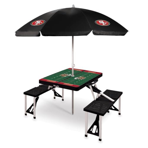 Image of PICNIC TIME NFL Picnic Table Portable Folding Table with Seats and Umbrella