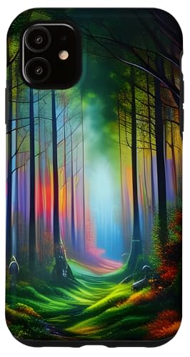Dreamy Rainbow Color Forest Trail - �f�W�^��AI�A�[�g �X�}�z�P�[�X iPhone 11 �p